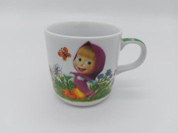 Чашка детская керамическая кружка с рисунком мультики Маша и медведь в детский сад D 7,5 cm H 7 cm 230 мл 16855 фото