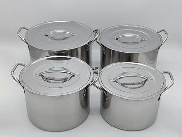 Набор кастрюль из нержавеющей стали 4 штуки средние Кастрюли из нержавейки 6 л / 7 л / 9 л / 11 л ВТОРОЙ СОРТ 17996 фото