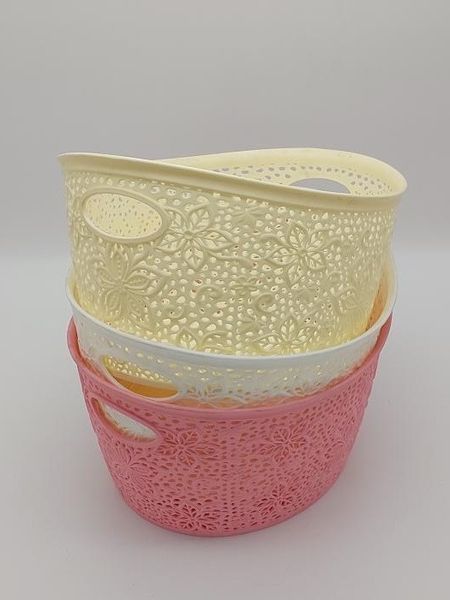 Кошик пластиковий овальний без кришки Мереживо Abdik Plastik 115 Ящик для зберігання речей 35*29 H 18 cm 7 л 18642 фото