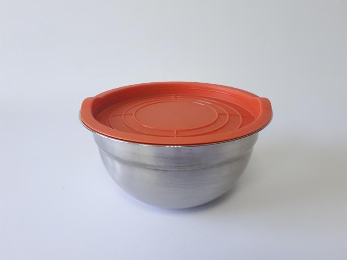 Миска кухонна з нержавіючої сталі глибока з кришкою D 18 cm H 9 cm 1,2 літра для їдальні Нержавійка 18947 фото