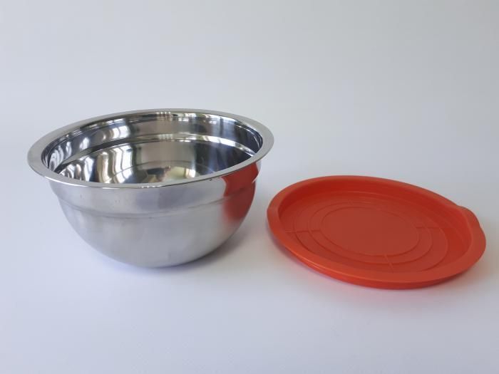 Миска кухонна з нержавіючої сталі глибока з кришкою D 18 cm H 9 cm 1,2 літра для їдальні Нержавійка 18947 фото