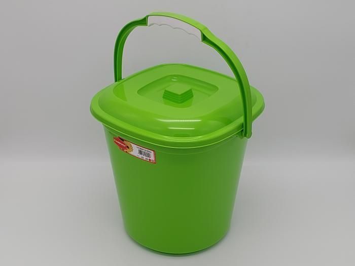Відро квадратне пластикове харчове з кришкою №2 3055 Senyayla Plastik 25,5*25,5 cm H 25,5 cm 9,5 літрів 03822 фото