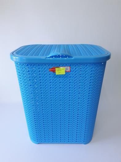 Кошик бак з кришкою для брудної білизни великий пластиковий 4620 Senyayla Plastik 46*33 cm H 52 cm 55 літрів 17705 фото