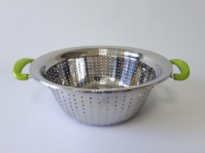 Дуршлаг из нержавеющей стали Сито нержавейка с двумя ручками D 24 cm H 9,5 cm 19416 фото