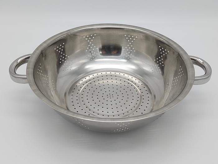 Дуршлаг из нержавеющей стали Сито нержавейка с двумя ручками D 32,5 cm H 9,5 cm 14297 фото