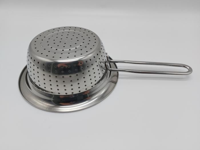 Дуршлаг из нержавеющей стали сито нержавейка с ручкой L 34,5 cm d1-20 cm d2-17 cm h 7,5 cm 19859 фото