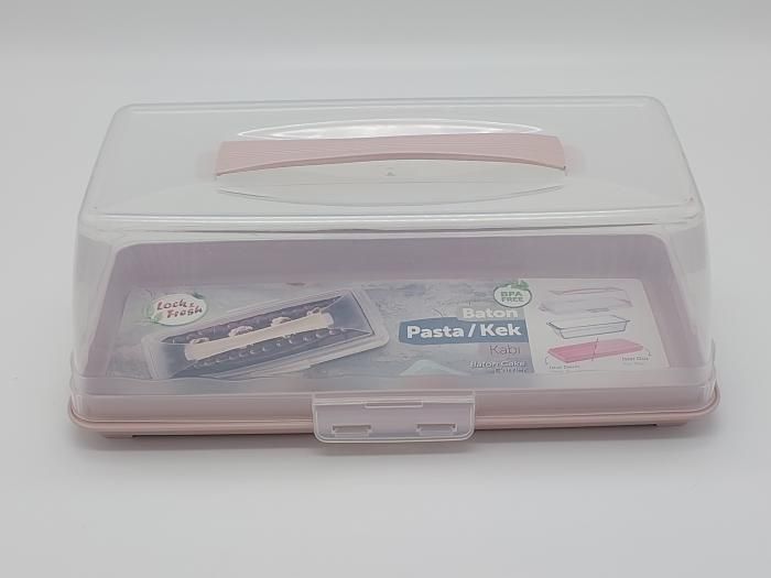 Тортовница прямоугольная Dunya Plastik ТР-376 с прозрачной крышкой на защелках пластиковая 34*14 cm H 14 cm 18653 фото