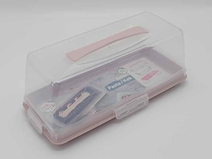 Тортовница прямоугольная Dunya Plastik ТР-376 с прозрачной крышкой на защелках пластиковая 34*14 cm H 14 cm 18653 фото