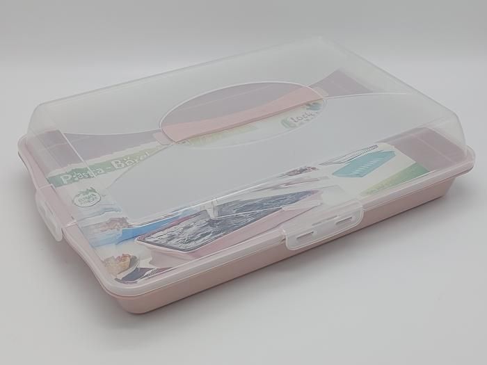 Тортовница прямоугольная Dunya Plastik ТР-378 с прозрачной крышкой на защелках пластиковая 40*28 cm H 10 cm 18655 фото