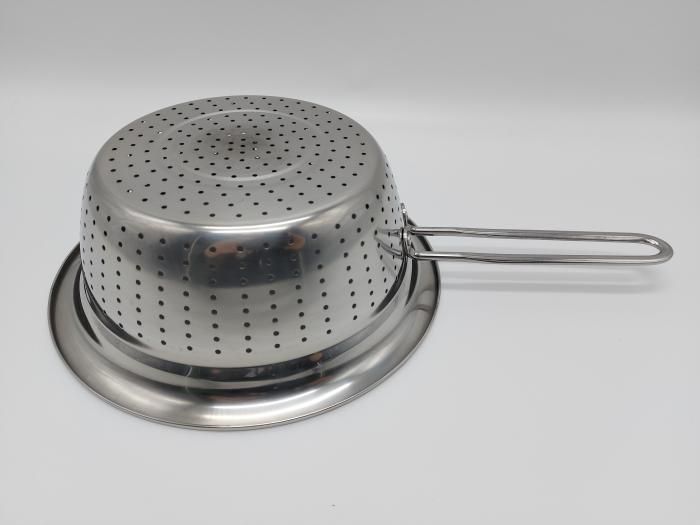 Дуршлаг из нержавеющей стали сито нержавейка с ручкой L 39 cm d1-24 cm d2-20 cm h 9 cm 19861 фото