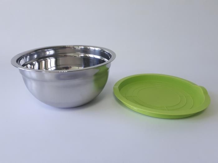 Миска кухонна з нержавіючої сталі глибока з кришкою D 20 cm H 9,5 cm 1,9 літра для їдальні Нержавіюча сталь 18948 фото