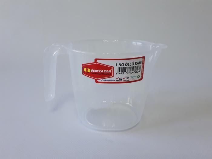 Склянка мірна прозора пластикова для рідини Senyayla Plastik Кружка мірна пластик D 10cm H 9,5cm 500 мл 13368 фото