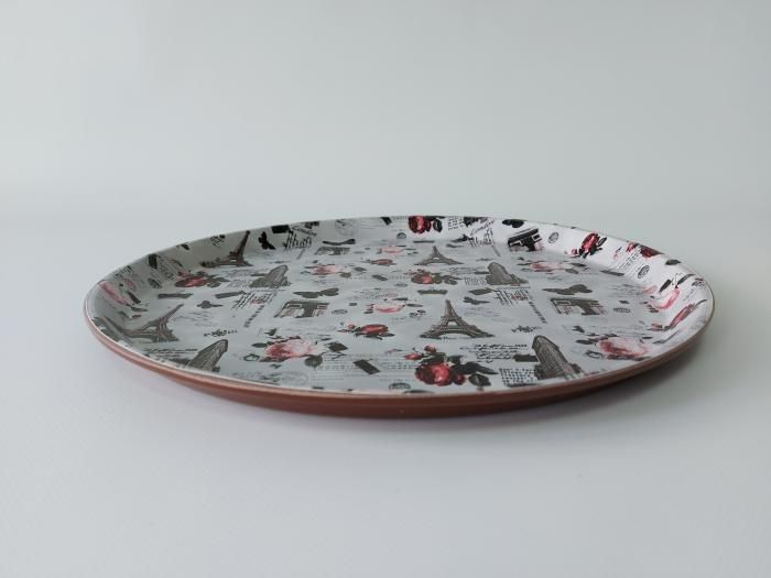 Поднос антислип прорезиненный круглый для бара Разнос для официанта пластиковый цветной D 35,5/ 31,5 cm H 2 cm 18104 фото