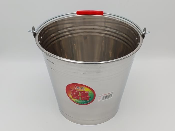 Ведро хозяйственное круглое из нержавейки D 31 cm H 27 cm 12 литров Нержавеющая сталь 18580 фото