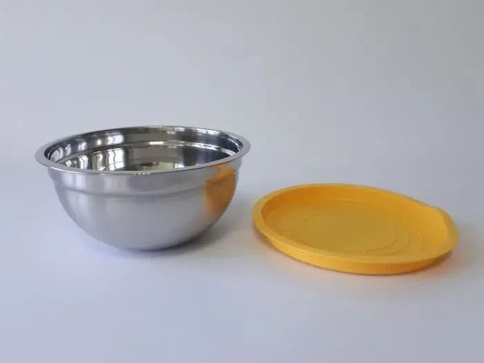Миска кухонная из нержавеющей стали глубокая с крышкой D 22 cm H 10 cm 2,2 литра для столовой Нержавейка 20346 фото