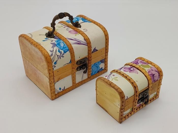 Шкатулка сундучок декоративный фанерный набор 2 штуки 11*6,5 cm H 7 cm/15*10,5 cm H 11 cm 16737 фото