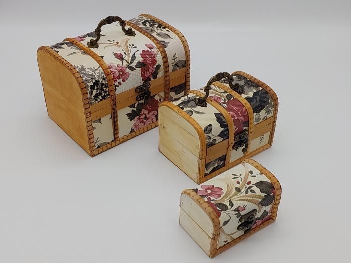 Шкатулка сундучок декоративный фанерный набор 3 штуки 11*7 cm H 7 cm/15*9,5 cm H 10 cm/19*13,5 cm H 14 cm 16738 фото