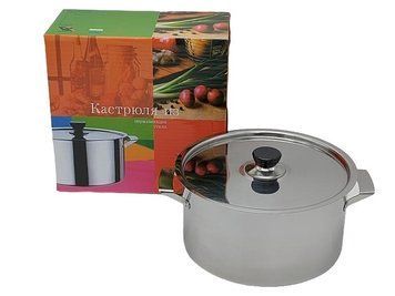 Кастрюля из нержавеющей стали с крышкой 5 литров Нержавейка D 24 cm H 13 cm 10366 фото