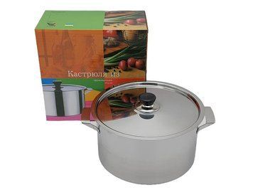 Кастрюля из нержавеющей стали с крышкой 7 литров Нержавейка D 25 cm H 14 cm 10367 фото