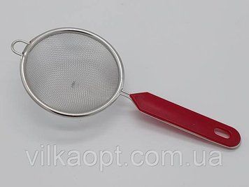 Сито дуршлаг маленькое кухонное круглое нержавейка с пластиковой ручкой D 9 cm L 22 cm v5045 фото