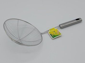 Сито шумовка из нержавеющей стали с длинной ручкой Сетка для фритюра и картофеля фри нержавейка L 34cm D 15cm 17429 фото