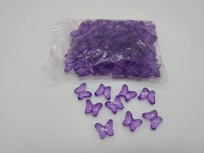 Декоративні намистини кристали для рукоділля Метелики фіолетові 3*2,5 cm 148 штук в упаковці 14732 фото