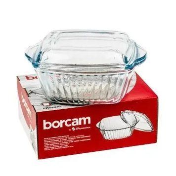 Емкость жаропрочная для выпечки в духовке с крышкой 59039 Borcam Форма для запекания из стекла 25*22*6 см 1 л 13759 фото