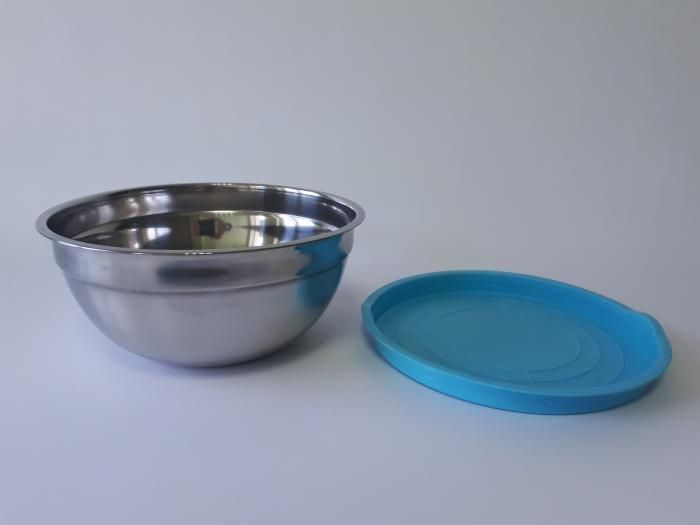 Миска кухонна з нержавіючої сталі глибока з кришкою D 28 cm H 12,5 cm 5 літра для їдальні Нержавіюча сталь 18951 фото