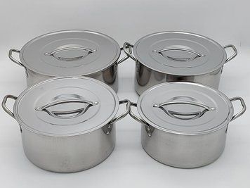 Набор кастрюль из нержавеющей стали 4 штуки низкие Кастрюли из нержавейки 4 л / 5 л / 6 л / 7 л ВТОРОЙ СОРТ 17997 фото